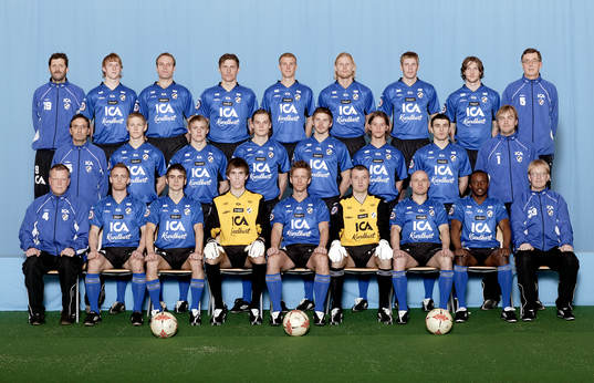  Bakre raden från vänster.: Hans Bartholdsson (massör), Peter Larsson, Torbjörn Arvidsson, Tomas Zwirgzdauskas, Andreas Johansson, Per Johansson, Joel Borgstrand, Mikael Nilsson, Kjell Söderberg (B-lagledare). 