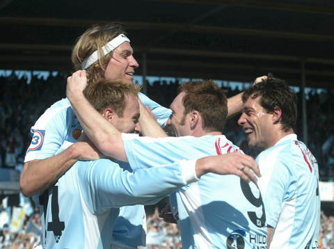  Tobias Grahn, Jon Inge Höiland, Niklas Skoog och Igor Sypniewski, Malmö FF (Jubel)