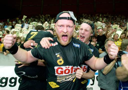  Sävehof Svenska Mästare Peter Möller och Jan Lennartsson, Sävehof jublar