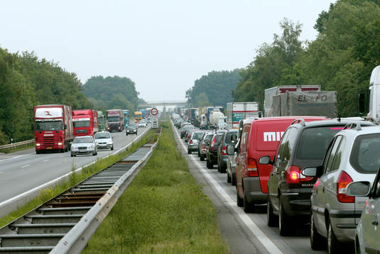 Trafik, motorväg, autobahn, tyskland, trafikkö, bil