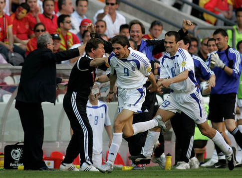 Grekisk lycka på plan, Angelos Charisteas, Grekland, jubel