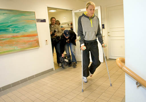 Friidrott, Kajsa Bergqvist, skadad hälsena, presskoferens