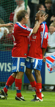 Mattias Lindström och Thando Mngomeni, Helsingborg, jubel