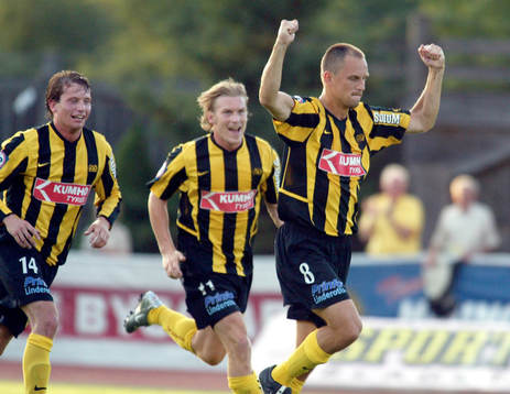  Mats Haglund, Häcken, jubel efter 1-0.
