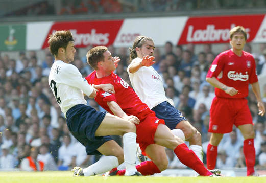  Johnnie Jackson, Miguel Pedro Mendes, Tottenham och Steve Finnan, Liverpool 