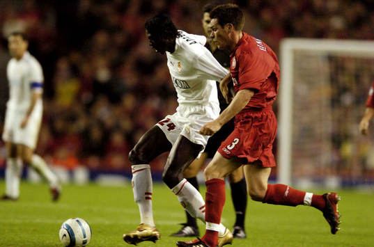  Emmanuel Adebayor, Monaco och Steve Finnan, Liverpool. 