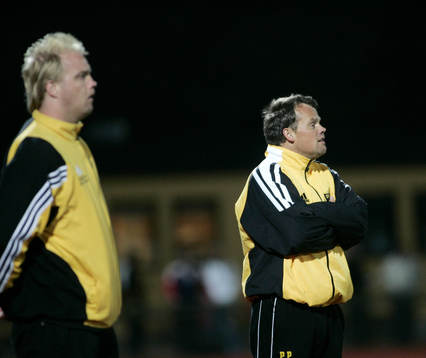 Percy Olsson, assisterande tränare, och Peter Persson,