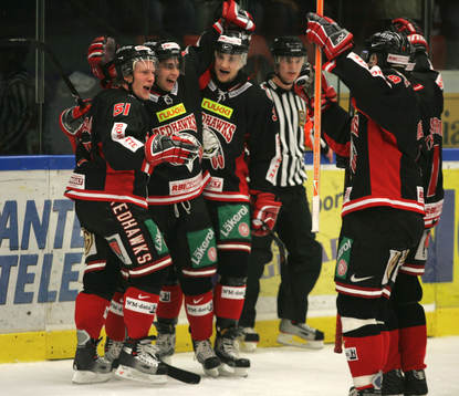 Mika Hannula, Franz Nielsen och Björn Melin, Malmö, jubel