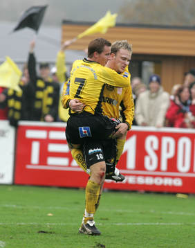 Marcus Ekenberg och Daniel Nicklasson, Mjällby, jubel