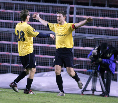  Jess Thorup, Esbjerg efter 0-3. Jubel.