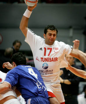Handboll, VM. Bronsmatch. Tunisien - Frankrike. Dhaker