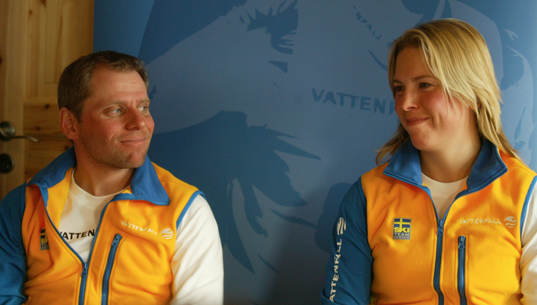 Skidor. VM. Emelie Öhrstig och tränare Robin Johansson