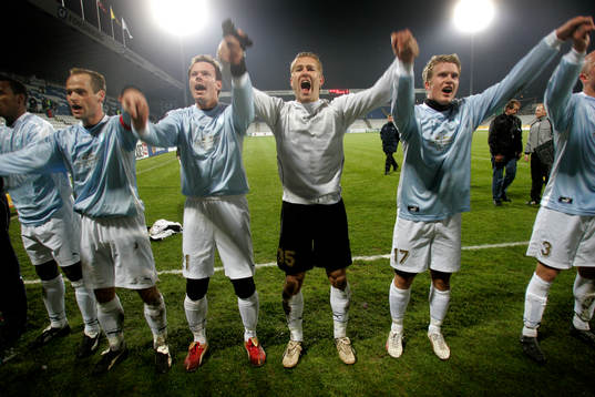 Malmö FF vann med 2-0. Jubel. Tomas Olsson, Andreas