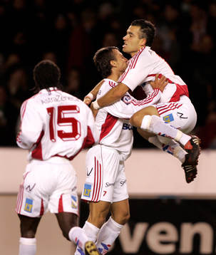  Dani Hamso, Assyriska, jubel efter att slagit in ett historiskt mål, Assyriskas första i allsvenskan.