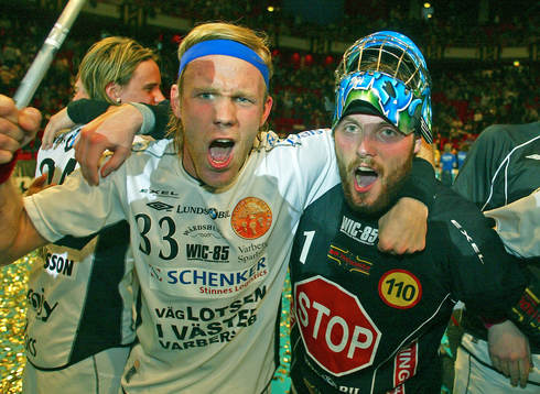 Kimmo Eskelinen och Peter Sjögren, målvakt, Warberg