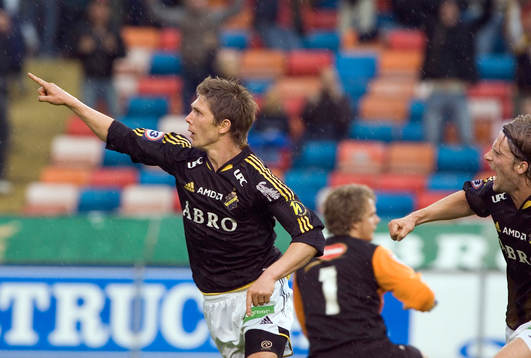  Dennis Östlundh och Göran Marklund, AIK, jubel.