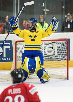 Henrik Lundqvist, målvakt, Sverige, jubel