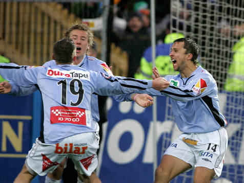 Gefle glädje efter Danniel Westlins 2-1 mål.