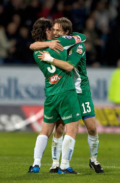  Petur Marteinsson och Max von Schlebrygge, Hammarby, jubel.