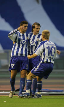  Jubel efter George Mourads kvittering till 1-1