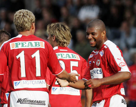  Dede Anderson, Fabio Augusto och Ceasar Santin, Kalmar, jubel, glädje.