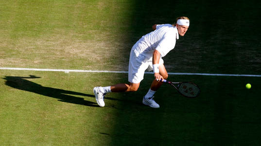 Tennis. Wimbledon. Joachim Johansson i matchen mot Greg