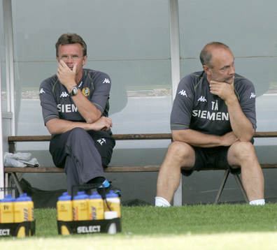 Anders Linderoth och Thom Ålund, tränare, Hammarby