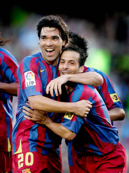 Deco och Giuly, Barcelona, jubel