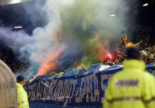 Djurgårdsklacken firar segern...  Fans, supporter,