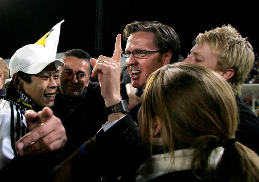 Rikard Norling, tränare, AIK, jubel med fansen