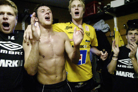 Mjällby, jubel i omklädningsrummet