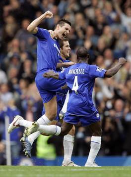  Frank Lampard, Joe Cole och Claude Makelele, Chelsea (Jubel) 
