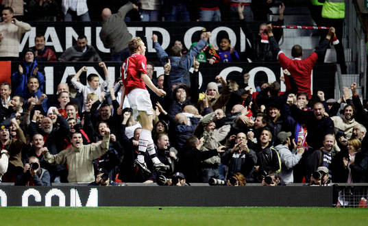  Darren Fletcher jubel efter första målet för Manchester United.