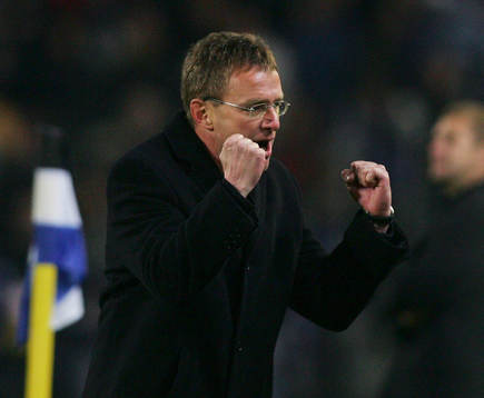  Ralf Rangnick, tränare, Schalke, jubel.