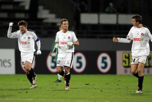  Jubel i Midtjylland efter 1-0 genom Kristian Bak Nielsen.