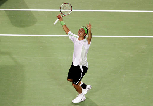  Roger Federer, Schweiz, jubel efter segern.