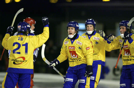  Målglädje efter David Karlssons, Sverige 0-1. Jubel.