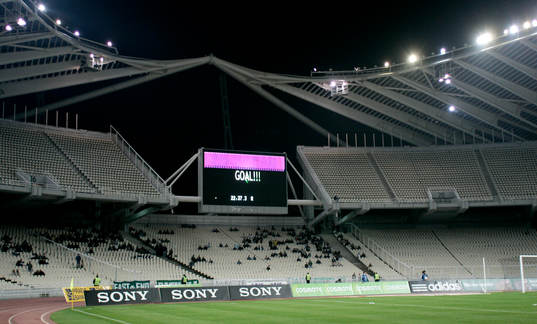Olympiastadion i Aten, Storbildskärm, Goal, mål, tom