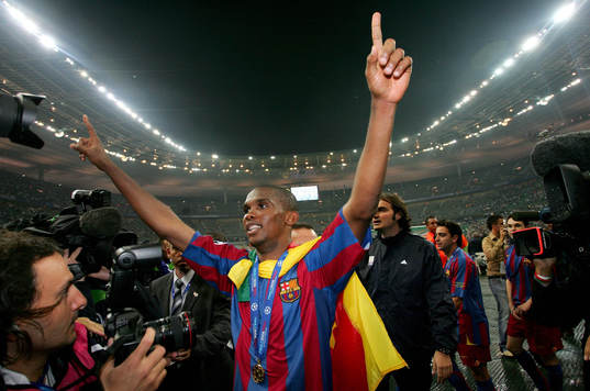 Samuel Etoó, Barcelona (Jubel, Pokal)