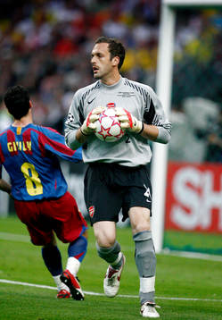 Giuly,  Barcelona och Maunel Rivero, (målvakt) Arsenal