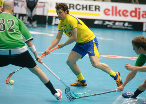 Innebandy. VM. Tyskland - Sverige. Daniel Calebsson i aktion