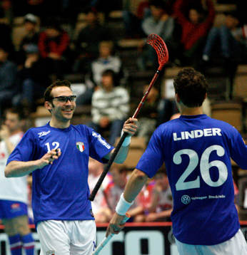 Italien, Marco Fantuz och Fabio Linder, jubel