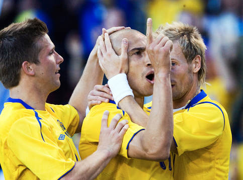 Henrik Larsson, Anders Svensson och Christian Wilhelmsson,
