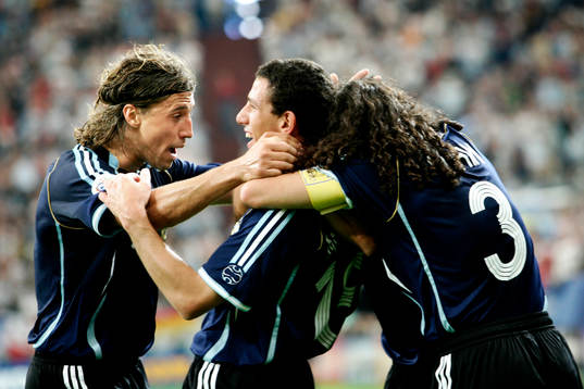 Hernan Crespo, Maxi Rodriguez och Juan Sorin, Argentina,