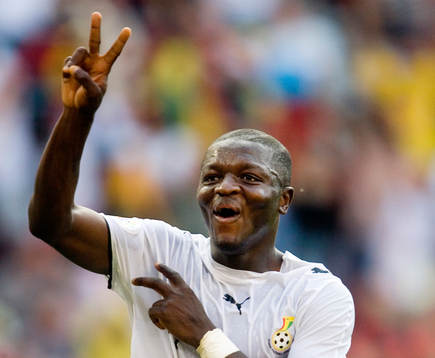  Sulley Muntari, Ghana, gjorde 2-0 målet, jubel, när Ghana slog Tjeckien.