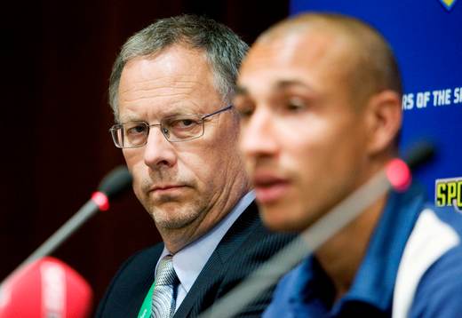 Lars Lagerbäck, förbundskapten och Henrik Larsson