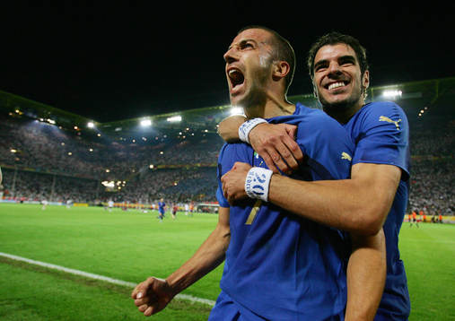  Alessandro del Piero och Simone Perrotta, Italien. Jubel, glädje.