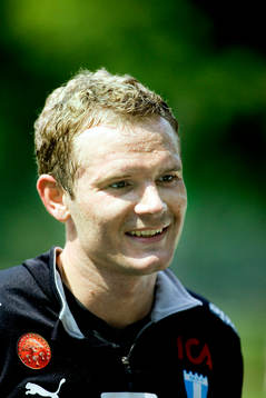 Jonatan Johansson. Första träningen med MFF