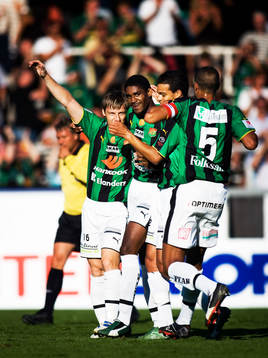  Khari Stephenson, Gais jubel efter 1-0.