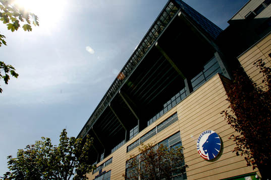 Fotboll, dansk. Parken i Köpenhamn, fotbolls arena,